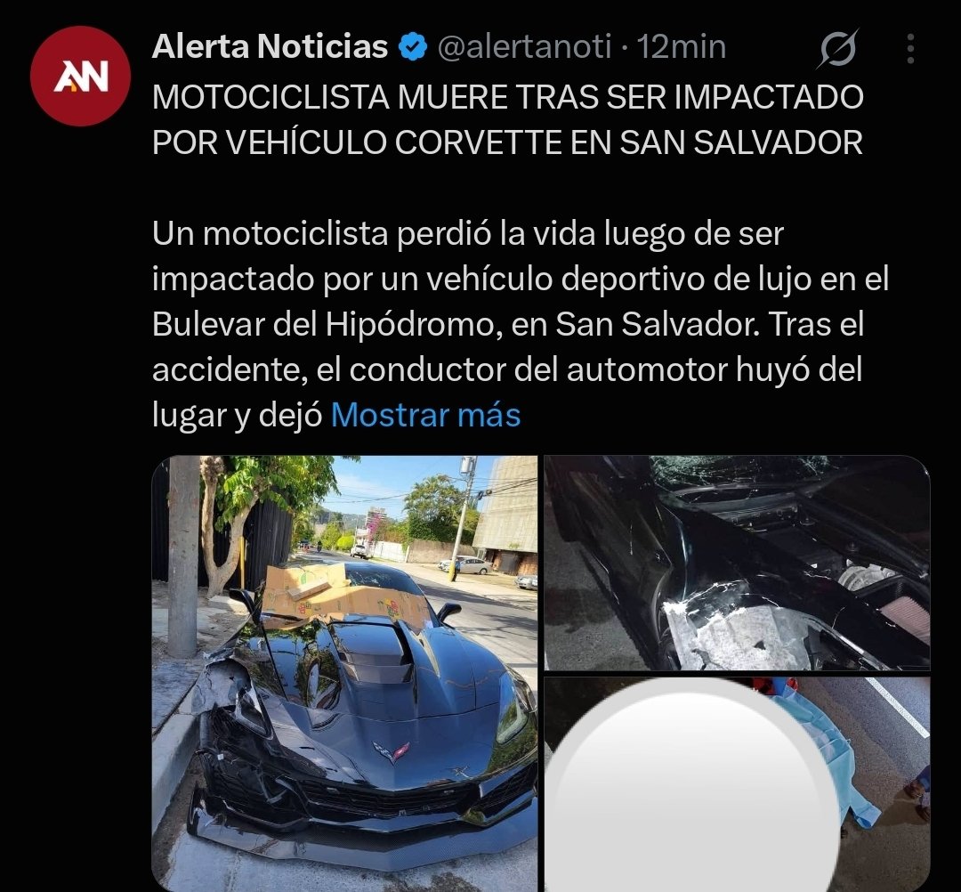 Valebluelm's tweet photo. Un vehículo de lujo mató a un motociclista hoy y el motorista responsable huyó. El carrito, como se puede apreciar en la foto, anda sin placas, quiénes gozan de ese privilegio en este país? 🤡 https://t.co/CS3w6Rfj91