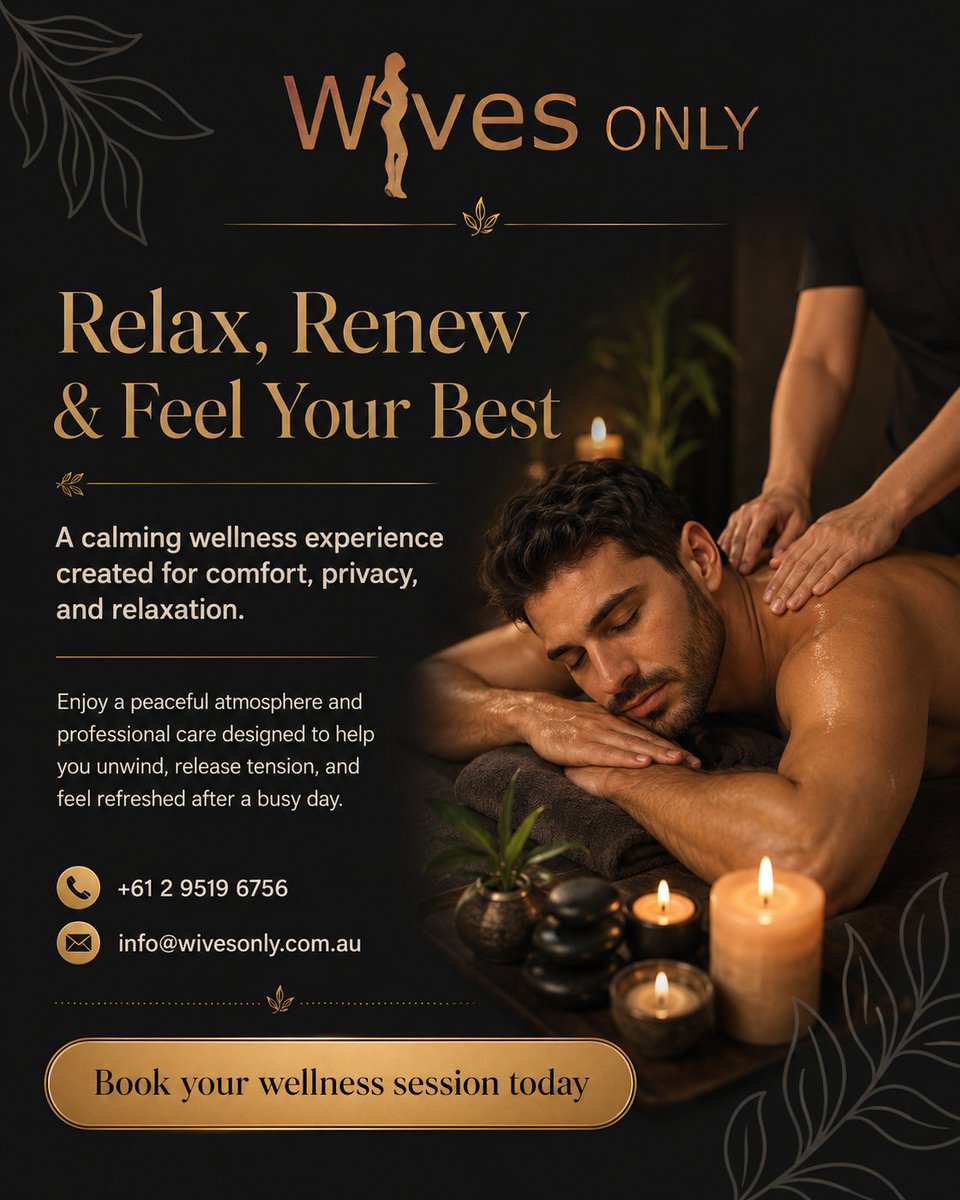 Wivesonlyau's tweet photo. ✨ Relax, Recharge and Feel Refreshed 🌙
📞 +61 2 9519 6756
📧 info@wivesonly.com.au
#RelaxationSydney #WellnessJourney #SydneyCBD #PremiumService #bookbyappointment https://t.co/Un2XhEh5Fx