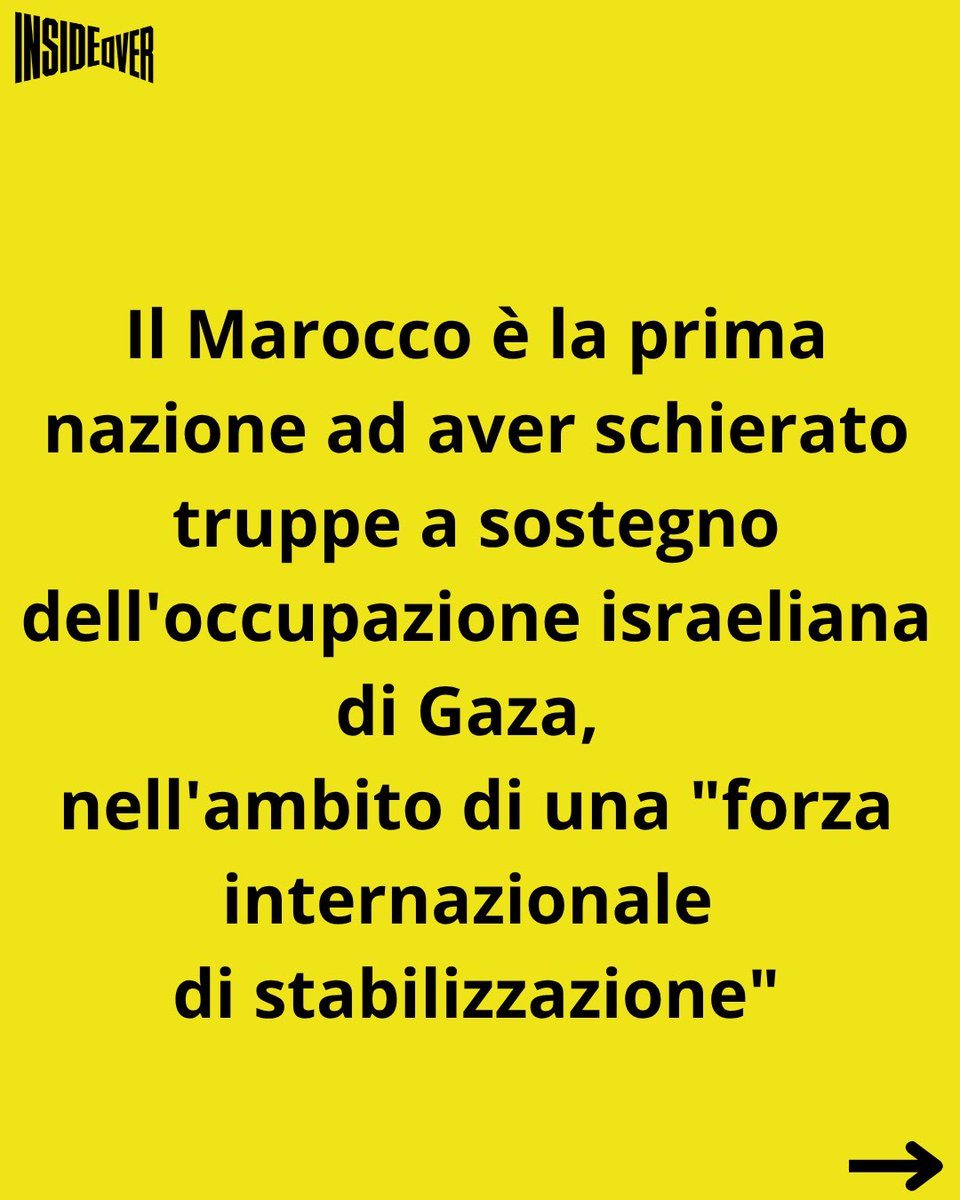 insideoverita's tweet photo. Il primo contratto assegnato dal Board of Peace di Trump per la ricostruzione di Gaza non è per case, ospedali, infrastrutture civili ma per una base militare destinata a ospitare un contingente di soldati marocchini. 

Il Board of Peace ha stipulato un contratto per la costruzione di un avamposto militare da 150 posti destinato ad ospitare le truppe marocchine.

Lo rivela il giornale britannico The Guardian, secondo cui l'appalto, ancora in fase di finalizzazione, è stato affidato ad Arkel International, società della Louisiana che in passato ha lavorato con il governo USA in Paesi come l'Iraq.

Il Marocco ha acconsentito a schierare truppe a Gaza nell'ambito delle Forze Internazionali di Stabilizzazione (ISF), create per controllare Gaza per conto di Israele e degli Stati Uniti.

In una e-mail inviata al Guardian , un funzionario del Board of Peace ha scritto che l'ente è "nelle fasi finali della preparazione di diverse assegnazioni di contratti. Nessuno è stato ancora finalizzato. Questo contratto sarà uno dei tanti essenziali per il futuro di Gaza.”

Il contratto prevede la costruzione di una base di 100 metri per 120 metri destinata ad ospitare le truppe marocchine che si alterneranno da una base in Israele. 

La base delle Forze di Sicurezza israeliane (ISF) sorgerebbe a circa 2 chilometri dal confine israeliano, nella porzione del 60% della Striscia di Gaza direttamente occupata dall'esercito israeliano.

Il Board of Peace, istituito a gennaio per guidare la ricostruzione della Striscia, è presieduto dallo stesso Trump e comprende, tra gli altri, il genero Jared Kushner e l'inviato Steve Witkoff. 

Oltre il 95% degli edifici della Striscia è stato distrutto o gravemente danneggiato dall’IDF durante il genocidio e la maggior parte dei due milioni di abitanti continua a vivere in campi di fortuna, privi di condizioni igieniche adeguate. 

In questo contesto, il primo cantiere avviato dal Board of Peace è una struttura militare per ospitare contingenti di un Paese alleato di Israele.

#marocco #israel #boardofpeace