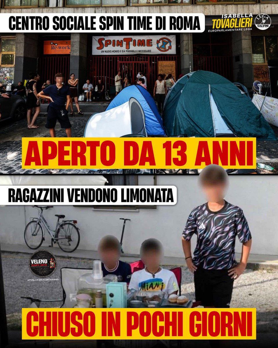 dessere88fenice's tweet photo. #VQBChannel 🇮🇹

TROVATE VOI LE DIFFERENZE

A Roma, i puzzoni PD e compagni si mobilitano in massa per difendere una cattedrale di illegalità in pieno centro.

In Friuli, tre ragazzini vengono multati per aver venduto limonata e dolci casalinghi con l'unico sogno di comprarsi un motorino usato.

Il solito, inaccettabile doppio standard: ecco cos'è la "giustizia sociale" secondo la sinistra.

https://t.co/3yTgEeZZRP