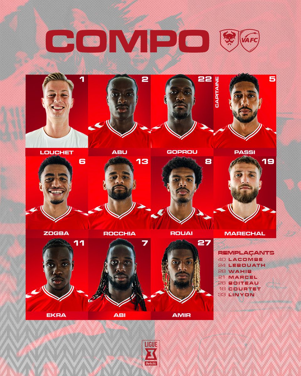 VAFC's tweet photo. 🛡️ Il est là, le premier onze de la saison !

Présenté par 𝗙𝗶𝗻𝗮𝗻𝗱 𝗔𝘂𝘁𝗼𝗰𝗮𝗿𝘀 🤝

#SMCVAFC | #AllezVA 🦢 https://t.co/lbbveWTFUC