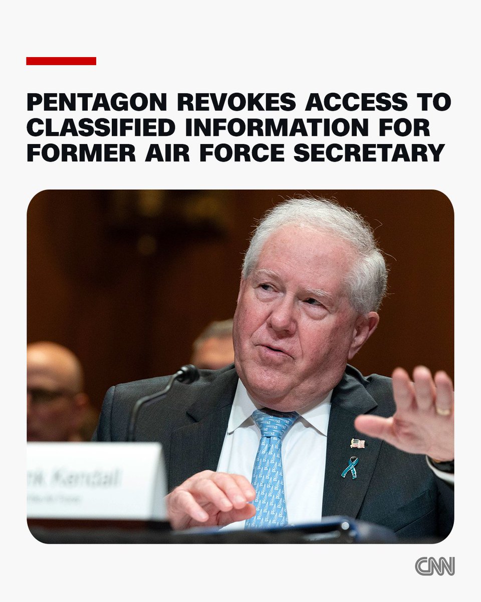 CNN's tweet photo. The Pentagon has revoked former Air Force Secretary Frank Kendall's access to classified information following an "unauthorized disclosure" to a media outlet about President Donald Trump's Qatari-gifted Air Force One jet, Chief Pentagon spokesman Sean Parnell announced.

CNN has reached out to Kendall, the former Air Force secretary under the Biden administration, for comment. https://t.co/nmkeHkbjxp