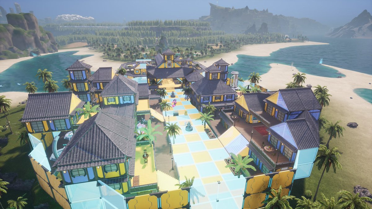 Binky_12_'s tweet photo. The 2 in one resort base 🌴🏝️💛🦋#Palworld https://t.co/02w5s34uVB