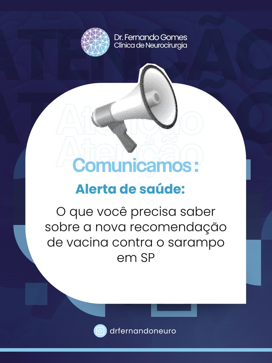 drfernandoneuro's tweet photo. ⚠️ Alerta em SP: a vacinação contra o sarampo foi ampliada. 

Quem mora ou trabalha em SP, Guarulhos e São Bernardo do Campo (6 meses a 59 anos) deve buscar uma UBS para a dose extra.

Prevenção é cuidado. Mais saúde, mais futuro. 🩺✨ https://t.co/XwmOqyXkuX