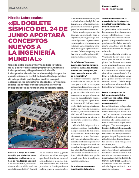ForoCivicoVzla's tweet photo. El ingeniero Nicolás Labropoulos detalla por qué fallaron las edificaciones (alertando sobre corrosión previa) y urge a aplicar la microzonificación sísmica. "Este doblete aportará conceptos nuevos a la ingeniería mundial". Más en #EncontrarNos👉https://t.co/ppR38zEHPt https://t.co/KagmYQIpqB