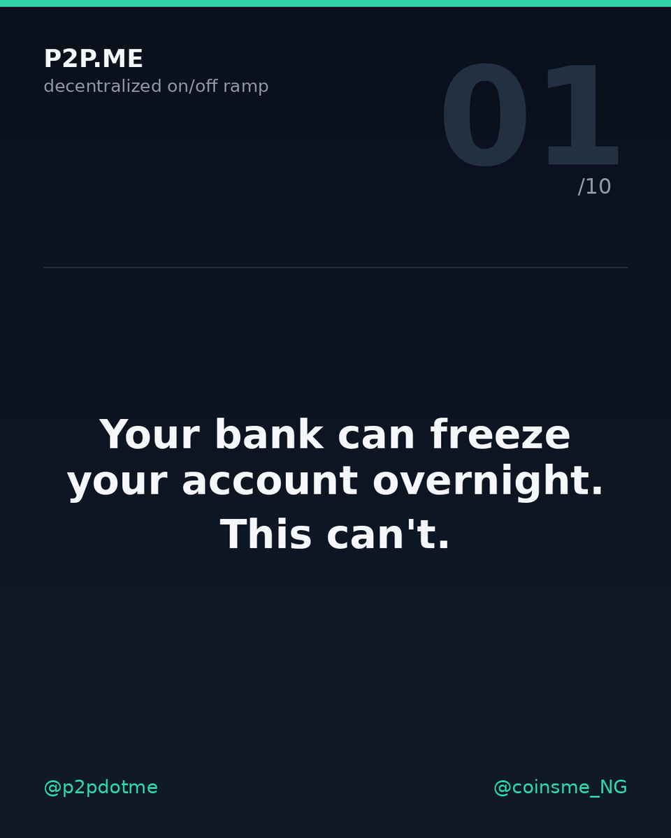 yourfavnerd's tweet photo. Naira dey chop your money for the exchange rate, and your bank fit freeze your account overnight. P2Pdotme fixes both problems. A thread on how it works and why it matters for Nigeria 🧵 https://t.co/wHLMTQDLzZ