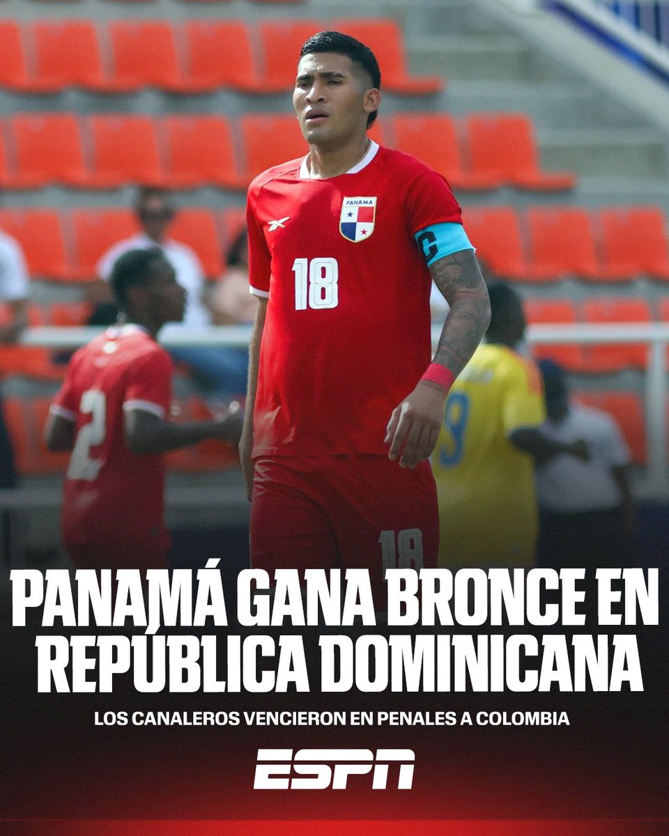 ESPN_CENAM's tweet photo. 🥉🇵🇦BRONCE CANALERO EN LOS JUEGOS CENTROAMERICANOS Y DEL CARIBE

La Selección masculina Sub-21 de Panamá venció en penales a Colombia y aseguró el tercer puesto en el balompié de Santo Domingo 2026.🔥 https://t.co/bfcKKcWDpf