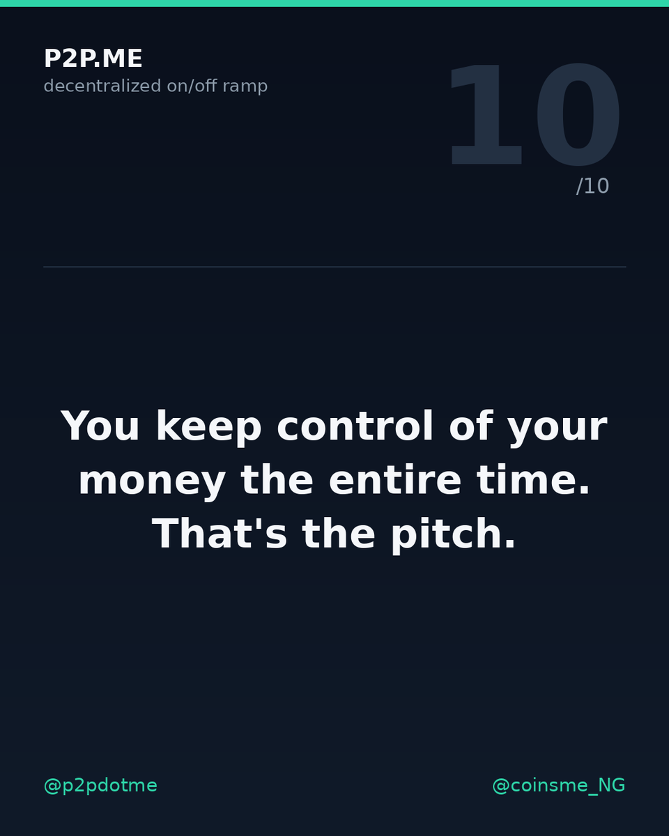yourfavnerd's tweet photo. For Nigerians tired of frozen accounts and slow ramps, P2Pdotme is a peer to peer alternative where you keep control of your money the entire time. @p2pdotme @coinsme_NG https://t.co/N8yRIyBHL0