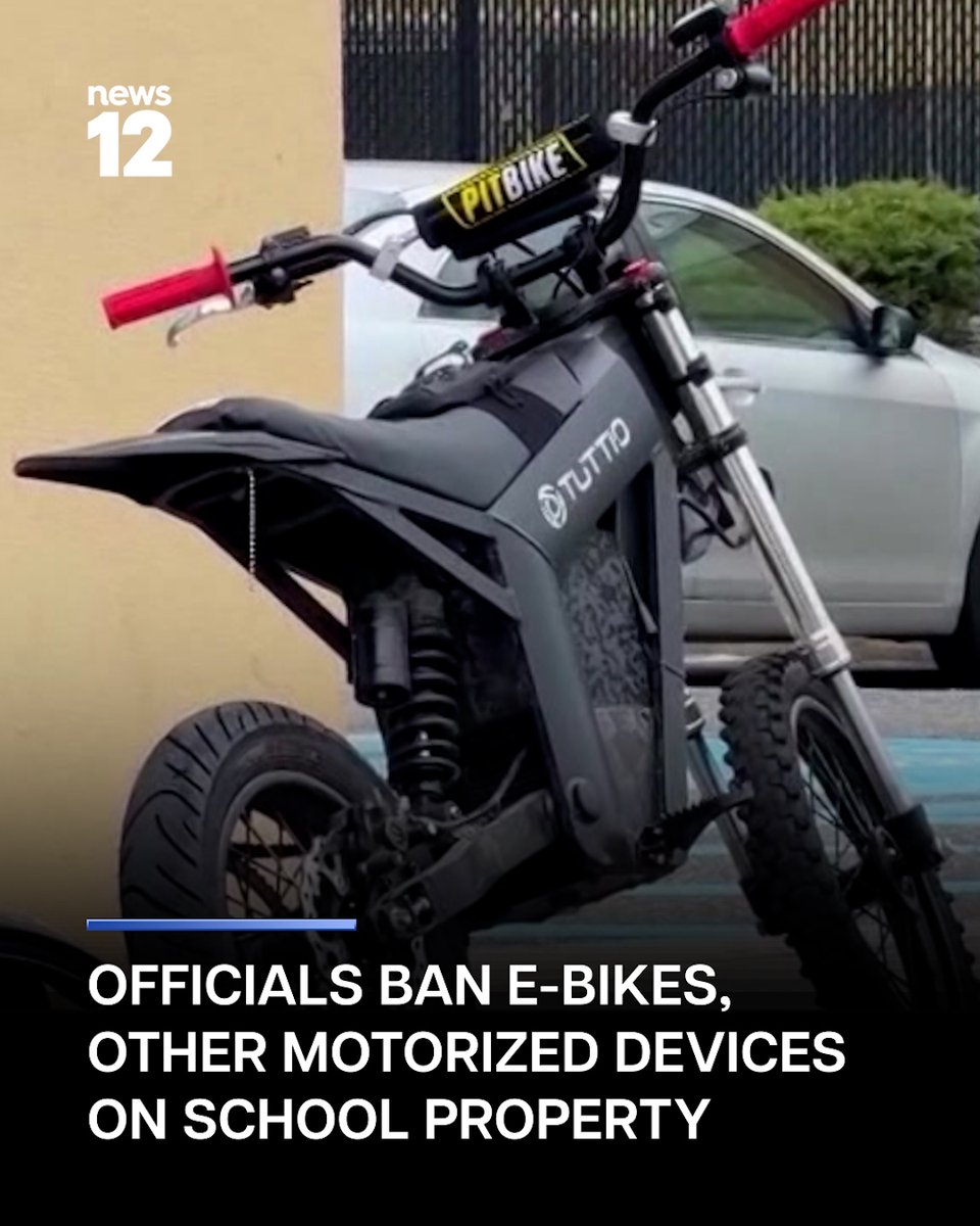 News12CT's tweet photo. E-BIKE BAN: Fairfield Public School officials are cracking down on e-bikes and other motorized devices on school grounds. Here's what you need to know.

https://t.co/HCWlQ9uMbj

#News12 #Connecticut #School #EbikeBan https://t.co/LLIAuSKDqq