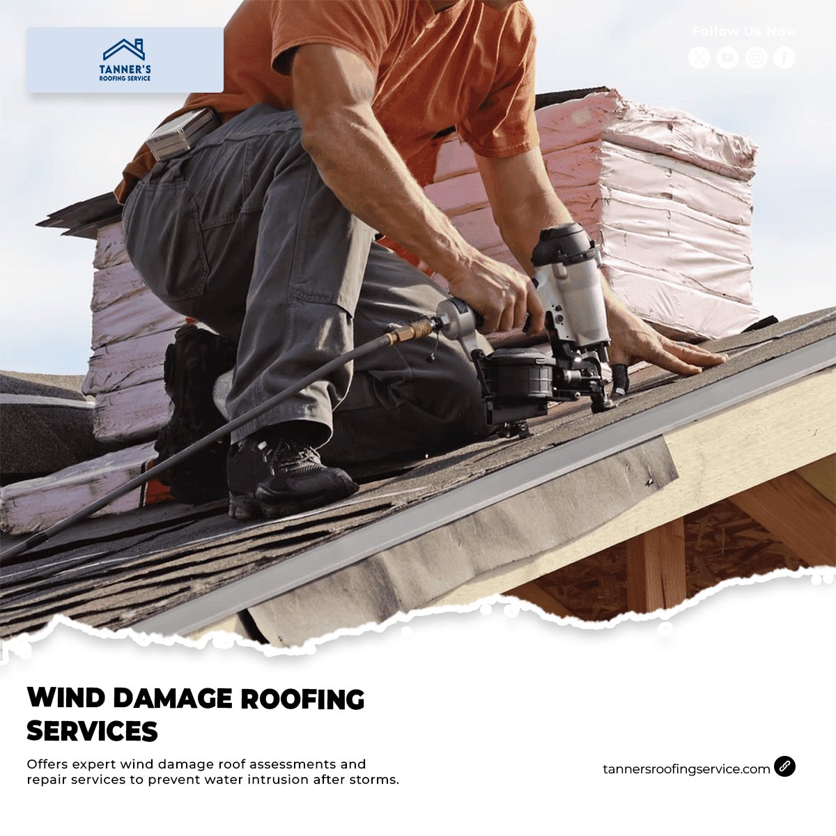 TannersRoofing's tweet photo. At Tanner's Roofing Service, we understand how quickly severe summer weather can impact the structural integrity of your home. High winds can loosen shingles, damage flashing, and leave your property vulnerable to hidden water intrusion. https://t.co/qRyTvteapL