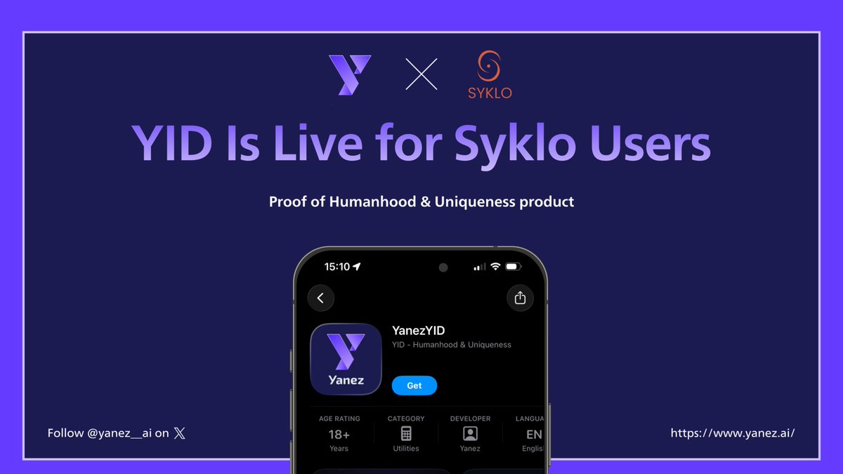 yanez__ai's tweet photo. Yanez YID is live. 

Today we crossed from vision to production with the first deployment of Yanez Proof of Humanhood and Uniqueness, the trust layer for decentralized and autonomous economies. Synthetic identities and bot automation are exploding across every digital economy. We built the answer: biological proof that every participant is real, and that no person can hide behind multiple accounts. Today that technology is running in production.

As announced jointly before, our first client is https://t.co/NV3iR9xMCd, a peer-to-peer fiat-to-crypto protocol, and the integration is already enforcing trust where it matters most. Every market maker is verified as a unique human. Transactions are secured with biometric 2FA that cannot be stolen or spoofed. Bad actors are banned permanently, no new identity, no second chance. One human, one account, enforced forever. 

This is just the beginning.