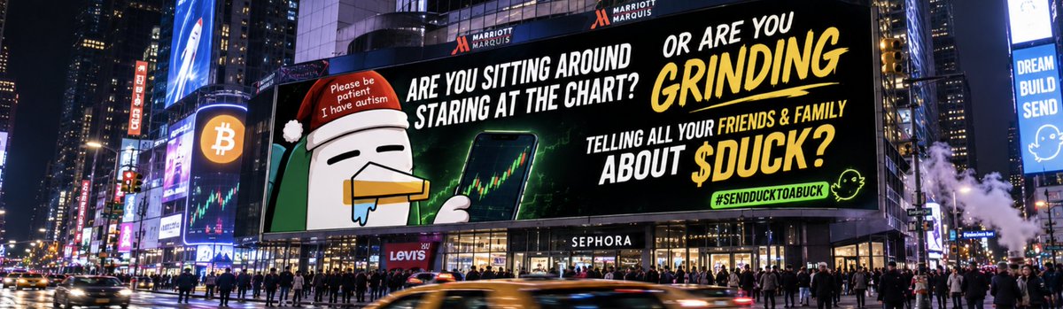 Duckonpons's tweet photo. Imagine seeing $DUCK EVERYWHERE at a $1 BILLION market cap… knowing you got in at 30K. 🦆
Manifest it. Work your bag. Make it impossible to ignore.

#DUCKTOABUCK

https://t.co/TWEp1wqOOm https://t.co/gvCNM5woTG