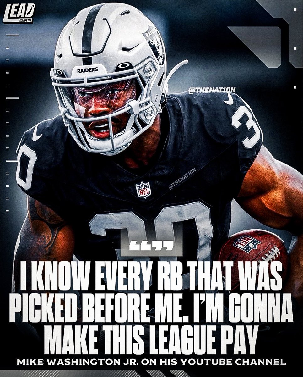 RaidersLead's tweet photo. "Whoever in my way, it’s bad for you."  -Ashton Jeanty

“I’m gonna make this league pay” -Mike Washington Jr.

Between Ashton Jeanty’s mindset and Mike Washington Jr. out to prove every team that passed on him wrong, the #Raiders have one of the hungriest running back rooms in the league

Could this duo end up being the best RB duo in the league this year?
