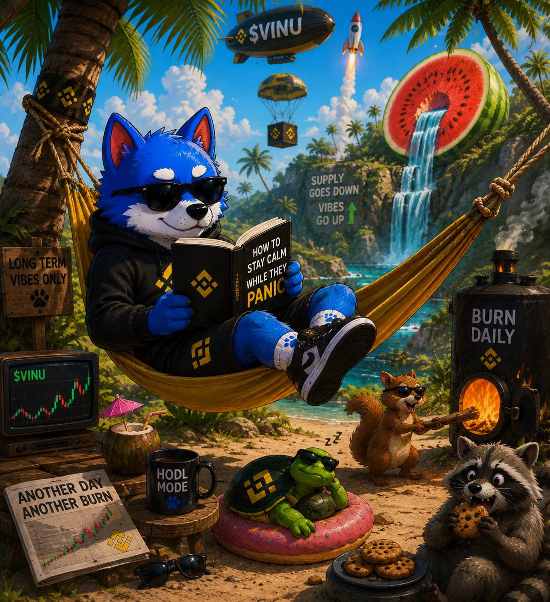 VitaPackCrew's tweet photo. Some people refresh the chart every 30 seconds.

The blue dog found a better strategy. 📖🌴

Supply gets smaller.
Life goes on. 🔥

$VINU 💙 https://t.co/OSjTQ0zr8H