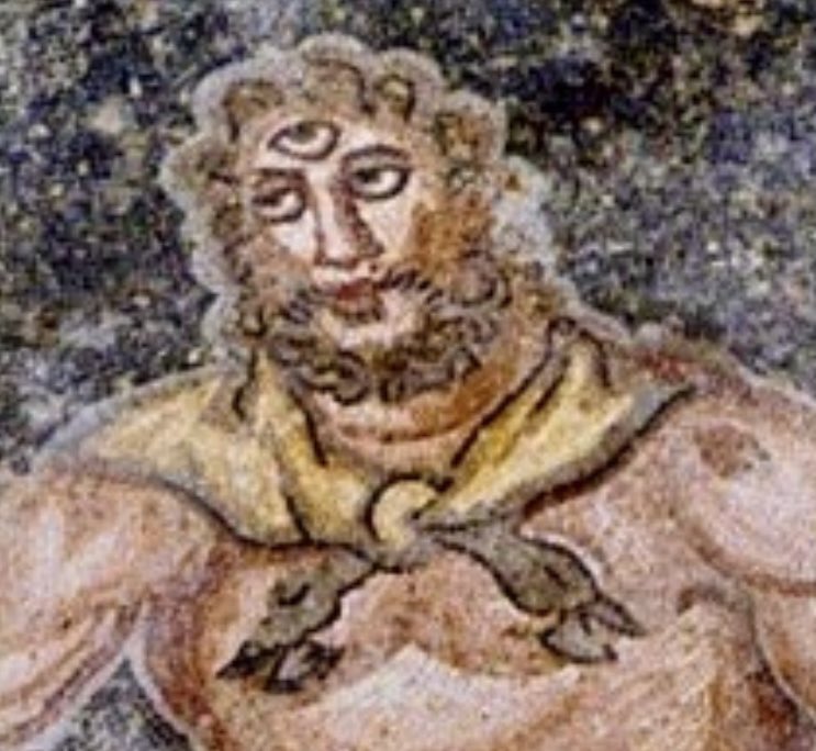 nissnickmich's tweet photo. Ulises y Polifemo. Mosaico de la villa romana del Casale, Sicilia. Siglo IV d.C. #arte #mosaico #arqueologia #ciclope #polifemo #ulises #odiseo #odisea #curiosidades #7ago https://t.co/wesm5bk2hf