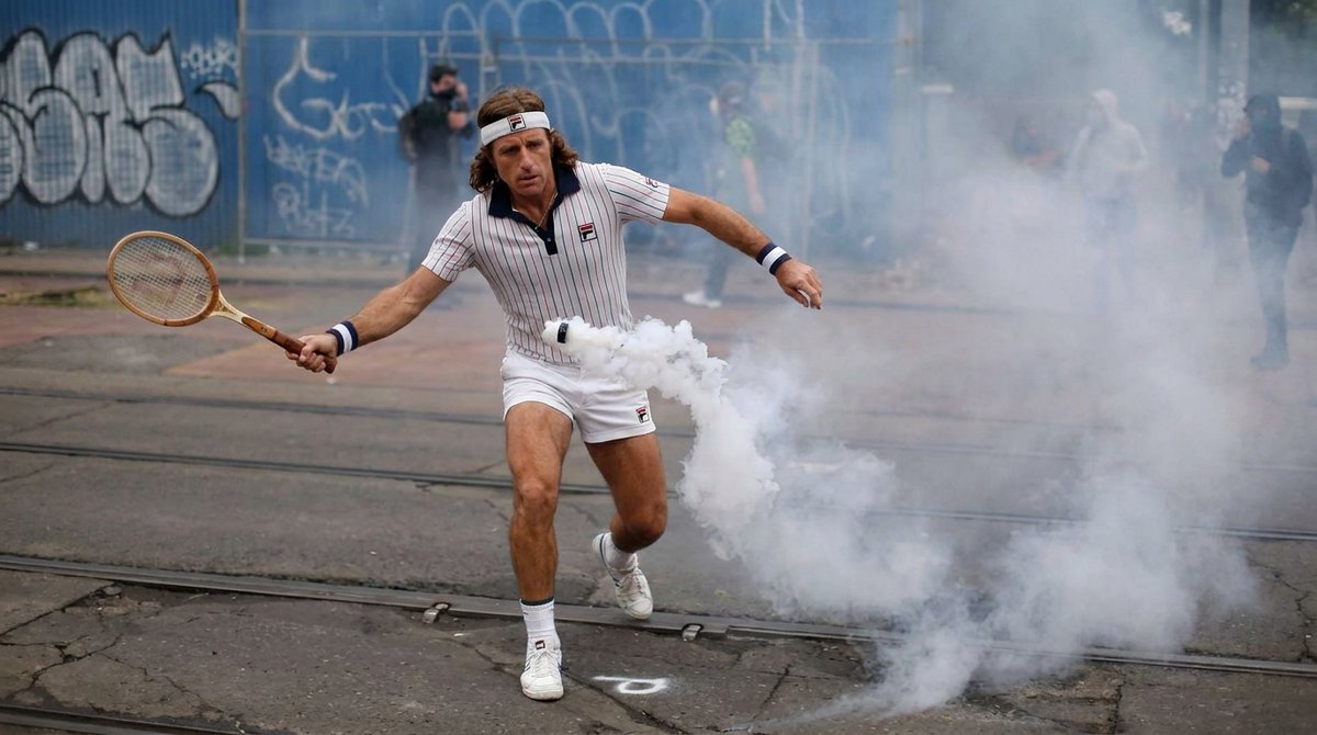 flavio_ram's tweet photo. “Podrán tirar gases. Podrá llover. Podrán intentar callarlos. Pero mientras haya argentinos dispuestos a hacerse escuchar, el partido sigue.”

#Tenis #Humor #Ironía #Tennis #FotoDelDía #Deporte https://t.co/u7dgWxViRy