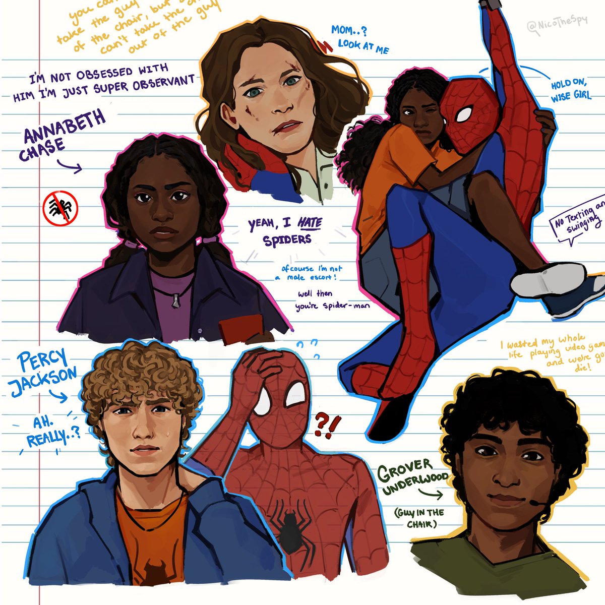 nicothespy's tweet photo. i heard the people were interested in the spider-man percy jackson AU #pjo https://t.co/TbQgkhi1Kn