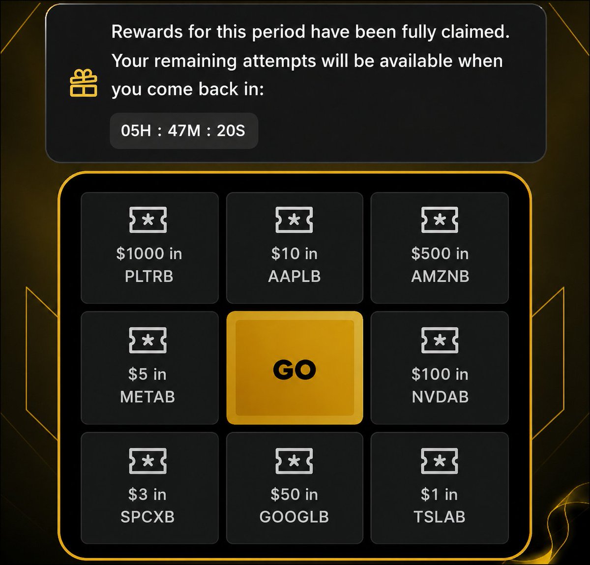hi_vecna's tweet photo. 📢 Just Got $111+ from Binance Spin!

Instant $5 – $1,000 Binance Spin Is Back

Binance has launched another bStock Spin Campaign, with rewards ranging from $1 to $1,000.

Join: https://t.co/lhIQ44OIJp

____

How to get 3 Spins

• Convert $5 USDT → bStock → 1 Spin
• Complete $50 Trading Volume (Spot Trading or USDT ↔ bStock Convert) → 2 Spins

Total: 3 Spins

_____

Tip: Only have $5? Convert $5 USDT ↔ bStock 10x to complete the $50 Trading Volume and unlock all 3 Spins.

Possible Rewards

• $1 • $3 • $5 • $10 • $100 • $500 • Up to $1,000

Rewards are distributed within 24–72 hours.

____

FCFS Campaign

The current round has ended.

The next round starts at 00:00 UTC. Be ready and complete the tasks as early as possible before the quota fills up.

Best Of Luck