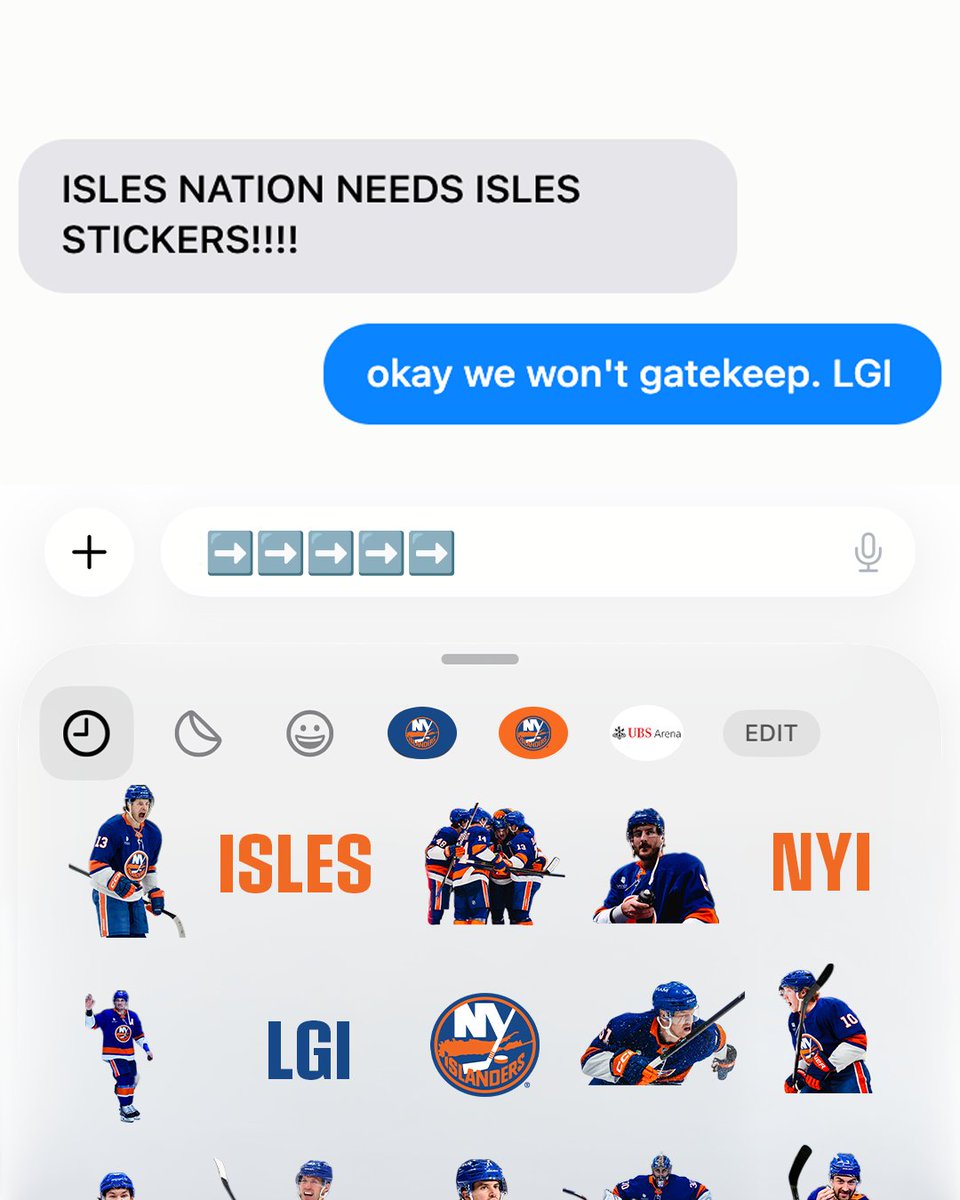 NYIslanders's tweet photo. We’ve got stickers #IslesNation! 📲

Screenshot &amp; press and hold to add to your sticker library. https://t.co/HSpA8FYOkq