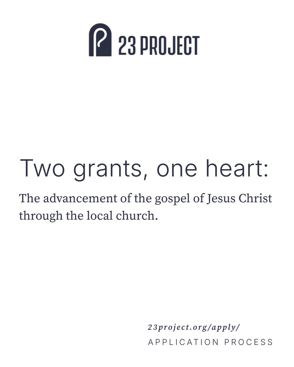 23ProjectFund's tweet photo. Whether you're planting a new church or stepping away for a season of rest, our mission is to strengthen the local church for the glory of God. 

Applications are open through August 31. Learn more and apply at https://t.co/WJ1G09GHfH. https://t.co/a7pyfdhZGV