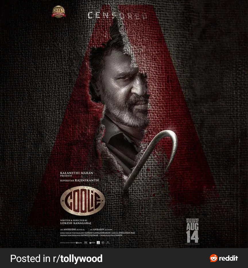 Billy_Buttowski's tweet photo. Just Censor certificate ke hype ayina roju avi ..!!

#1yearforCoolie https://t.co/odGAKC5Dat