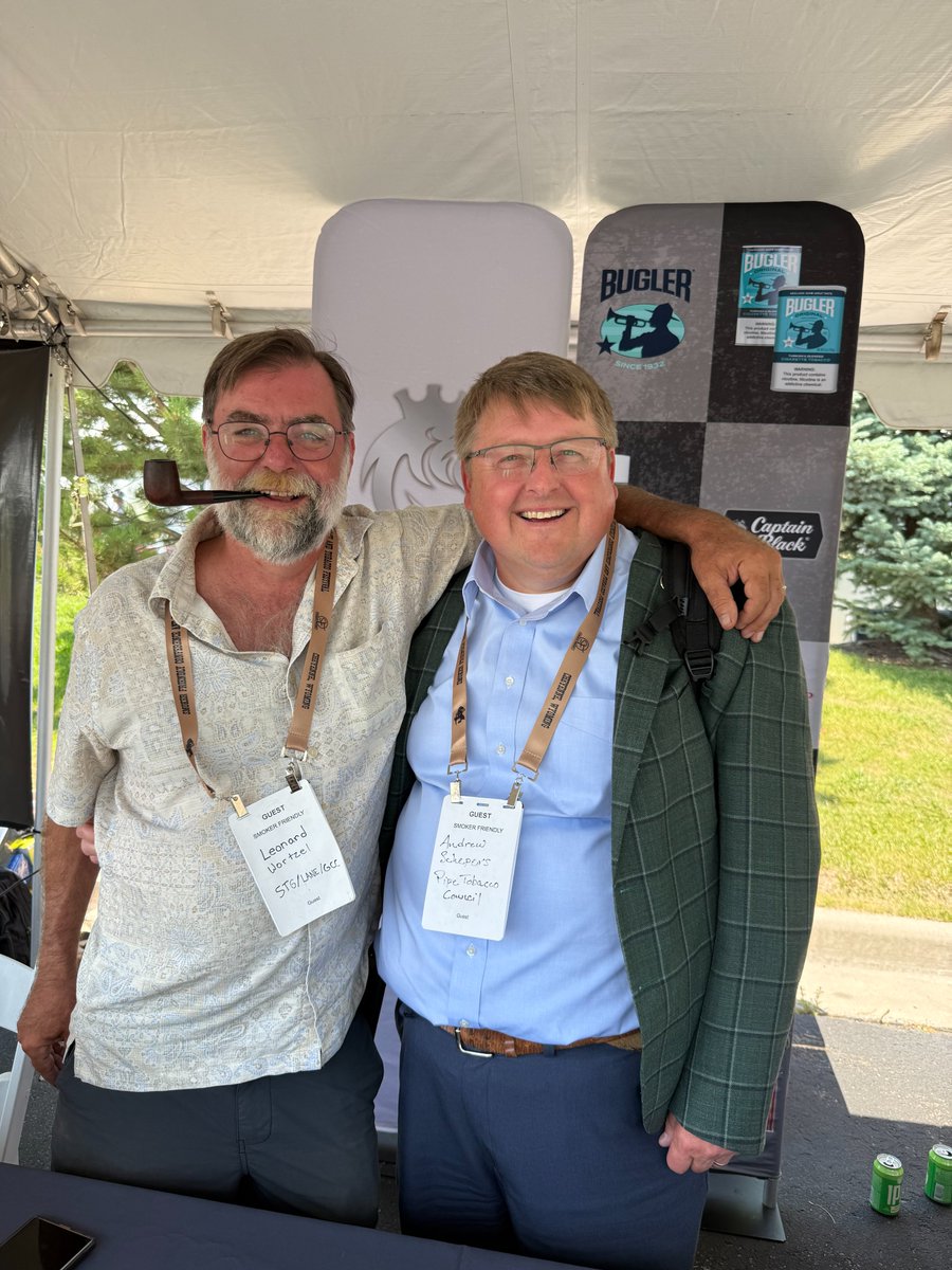 PipeCouncil's tweet photo. The Pipe Tobacco Council was on the ground in Cheyenne, Wyoming, for the 30th Annual Rocky Mountain Cigar Festival, hosted by Smoker Friendly.

Pictured: Andrew Schepers, Director of State Affairs, &amp; PTC Chairman Leonard Wortzel of Scandinavian Tobacco Group.

#PTC #pipetobacco https://t.co/VPEXxhDUK0
