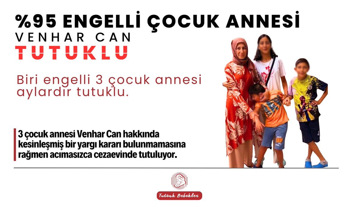 TutsakBebekler's tweet photo. %95 engelli,8 yaşındaki İhsan Can annesinin bakımına muhtaç. Annesi Venhar Can cezaevinde, babası ise yıllarca tutuklu kaldı. Kanunun öngördüğü infaz erteleme imkânına rağmen anne ve çocuk ayrı bırakılıyor. Çocukların üstün yararı gözetilmeli.
@sokakkedisitv 
İhsanVeSelmanın SesiOl