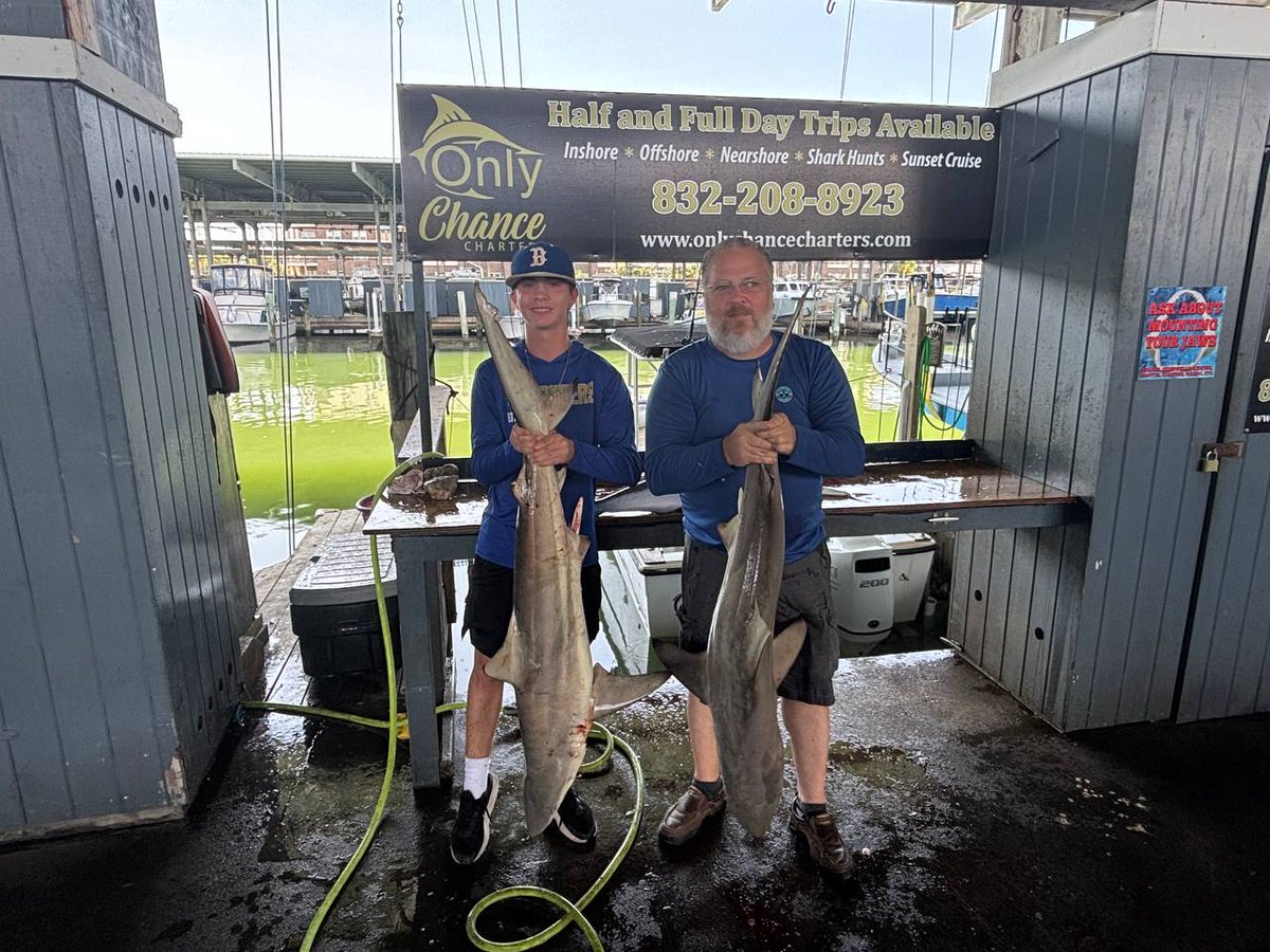 TheSurvivalPodc's tweet photo. Grandson and I both got nice black tips today.  The boy also got a Cobia, likely the only person I would have let take the first Cobia on a trip like this.  I can go first next time. https://t.co/SBpBzmmYAs