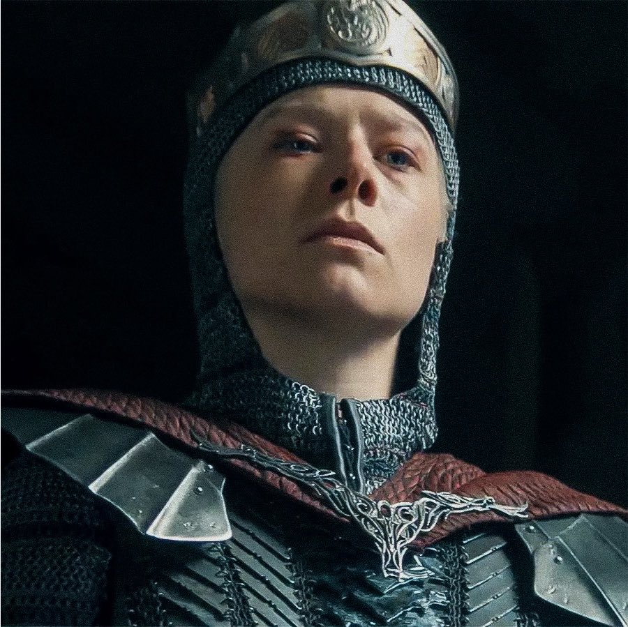 motherhaenyra's tweet photo. “We really wanted to make [Rhaenyra] look like an enlightened leader… Making her into some sort of saint, Joan of Arc.” (Via Claire Kilner, HOTD Podcast) 

— Rhaenyra emulating Joan of Arc, as highlighted by Claire Kilner♥️ https://t.co/pKaRNGfvPj