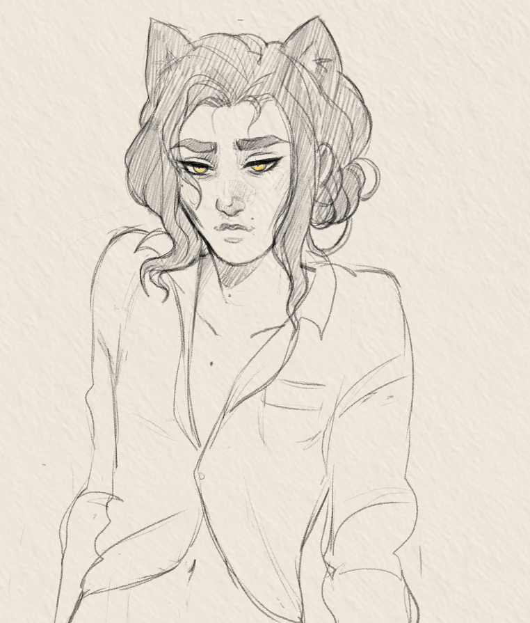 Movvirr's tweet photo. Sketching to test new brushes and it ended up being @kittyviktor_  because I got Inspired by the day's Events 😼#werekittyjv  #jayvik https://t.co/Qpn4AUne4Y