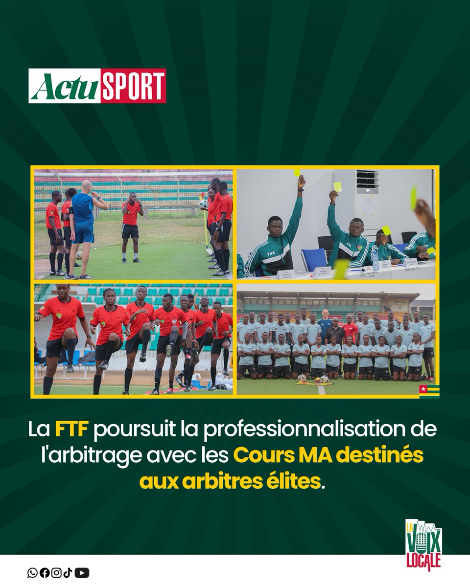 Voixlocale's tweet photo. La #FTF,avec l'appui de la #FIFA, poursuit la professionnalisation de l'arbitrage à travers les Cours #MA destinés aux arbitres élites. Une initiative visant à renforcer leurs compétences techniques, physiques afin d'élever le niveau et la crédibilité des compétitions nationales. https://t.co/ZssxQDMFwU