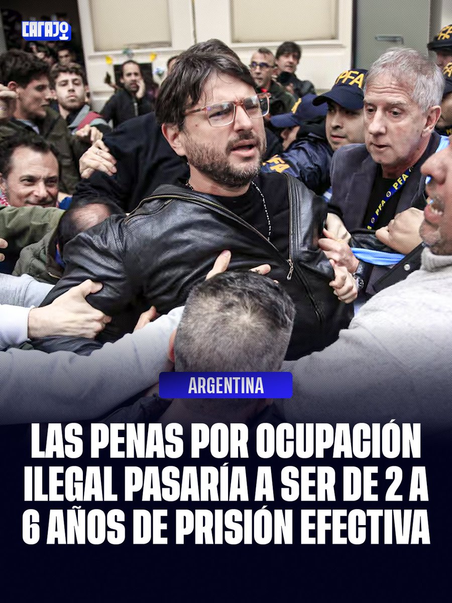 CarajoStream's tweet photo. Las penas por hacer una ocupación ilegal pasarían a ser de 2 a 6 años con prisión efectiva https://t.co/m458F7Lnbk