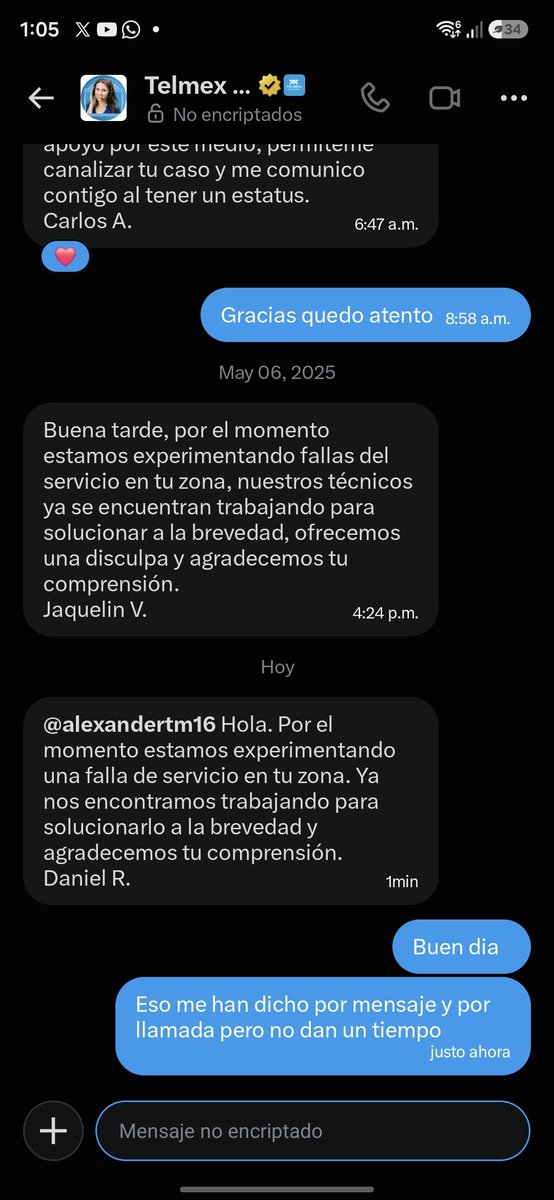 alexandertm16's tweet photo. @TELMEXSoluciona Para respuestas asi mejor nada @TELMEXSoluciona no dab avance ni respuesta después de 2 dias sin servicio https://t.co/VsdpDu4B0W
