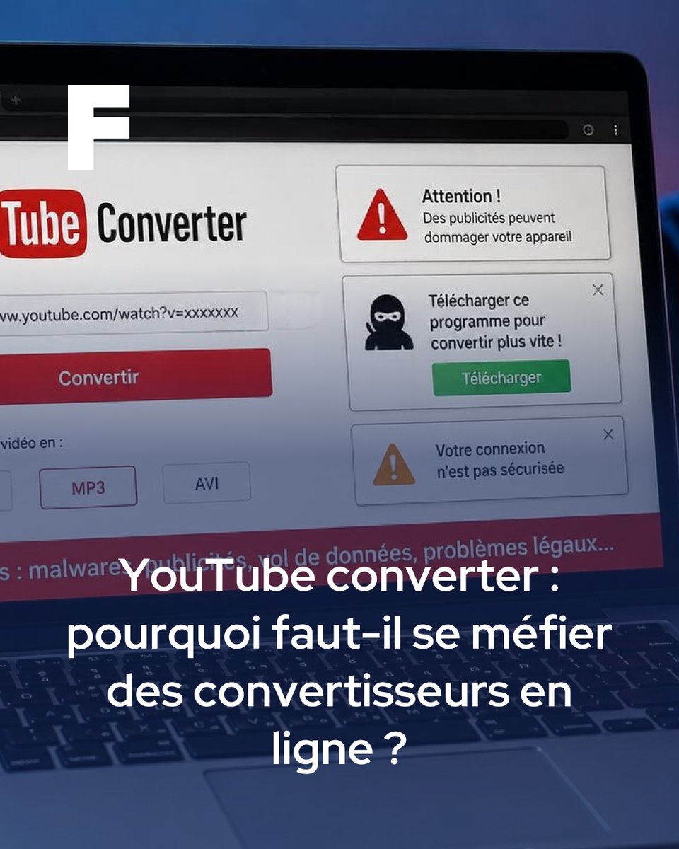 futuratech's tweet photo. Méfiez-vous des convertisseurs YouTube en ligne! ⚠️
➡️ https://t.co/UqSlfTjI1e https://t.co/JUAHaun8dg