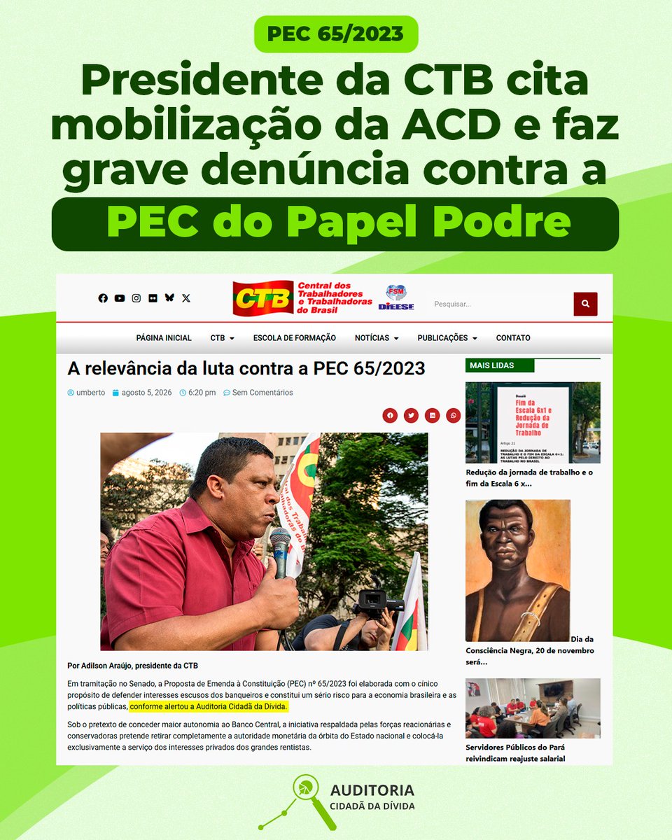 AuditoriaCidada's tweet photo. Presidente da CTB cita mobilização da ACD e faz grave denúncia contra a PEC 65/2023 do Papel Podre
https://t.co/fXXrP4bfMO https://t.co/fI8ivDdPk5