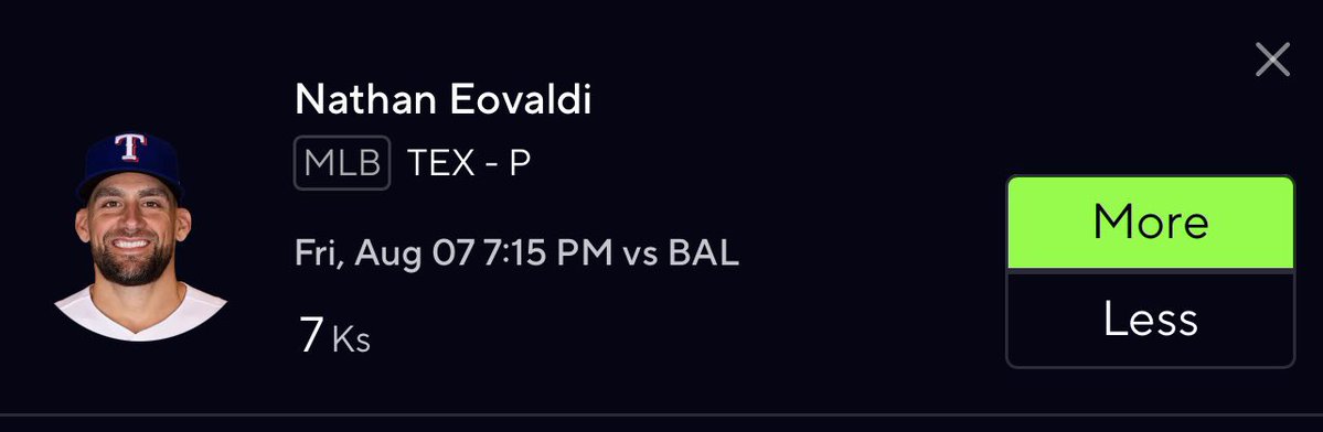 ethical443612's tweet photo. 🚨⚾️ MLB PLAY #2 ⚾️🚨

💰Nathan Eovaldi O 7.0 Strikeouts💰 #prizepicks #gamblingx https://t.co/xQ75N8PYcZ