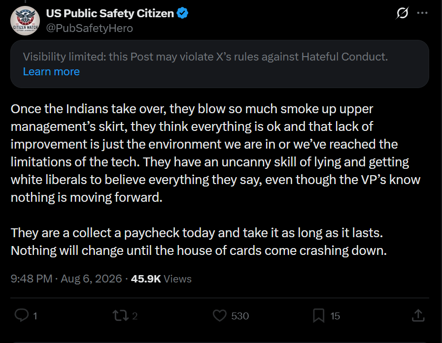 DiggingInTheDi1's tweet photo. > Posts about how Indians worm their way into White tech industries and ruin everything

> Gets censored by White-owned tech company full of Indians

They're never beating the 76 IQ allegations https://t.co/dOUBJg8YI0