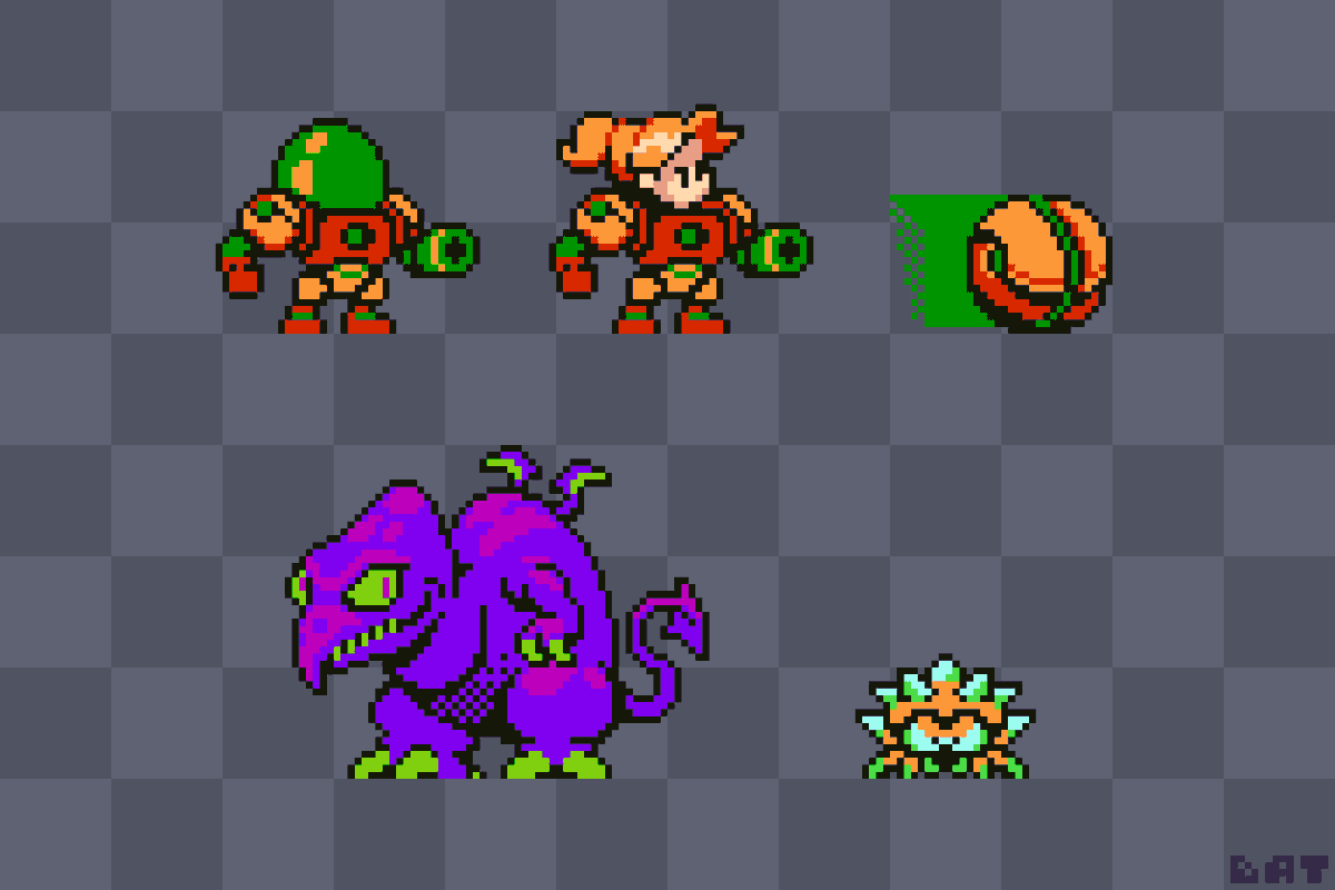 batfeula's tweet photo. Remagining Metroid sprites for the 40th anniversary https://t.co/8Fv60nEZma