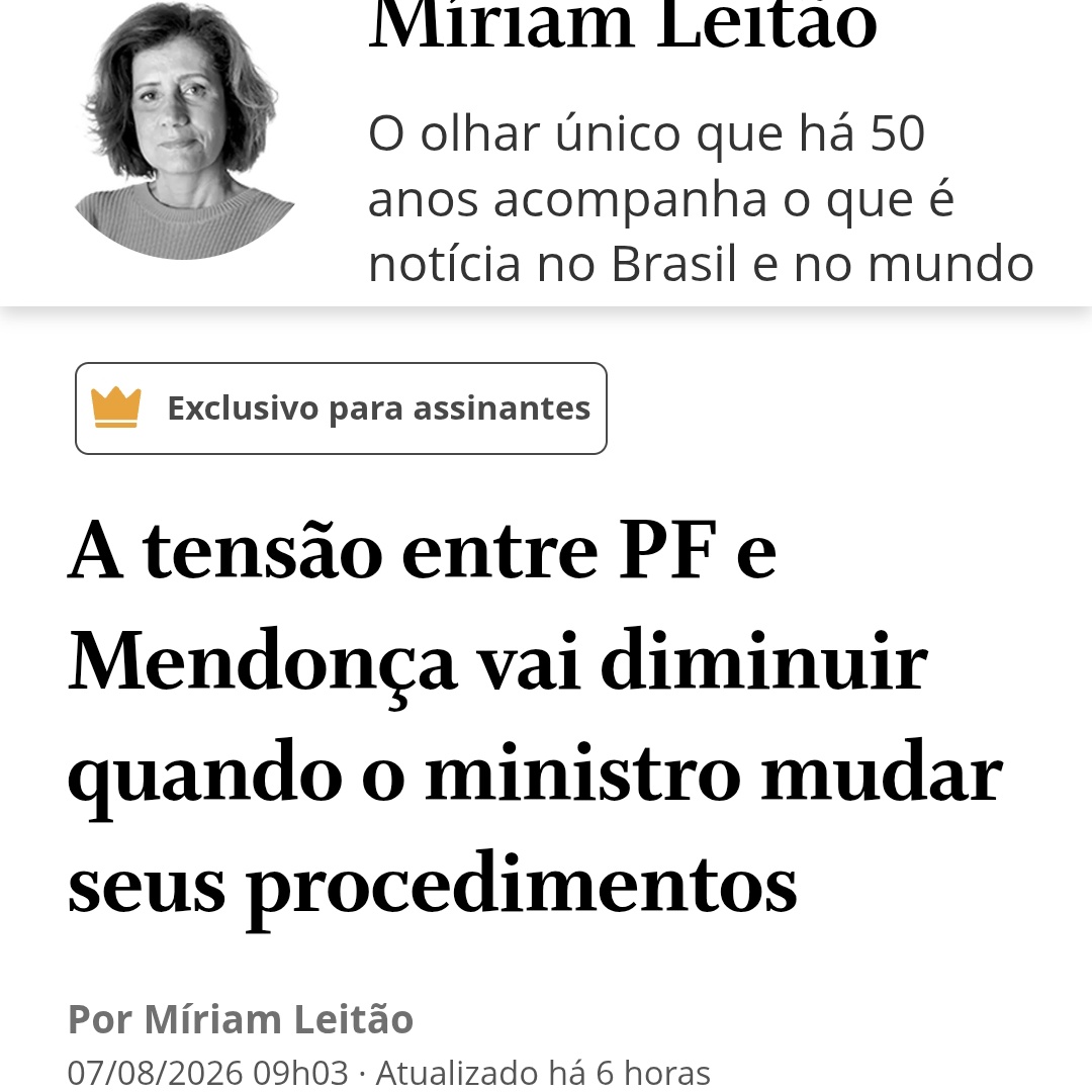 EnioViterbo's tweet photo. Míriam, está te faltando timidez.

Essa ideia de que o problema desses inquéritos do André Mendonça é o juiz, e não a Polícia Federal(que nitidamente está vazando as coisas para o governo), é ridícula.

Você até falou que Mendonça poderia direcionar as investigações porque teria pedido a indexação do material(?!?!).

Aliás, Míriam, não tem nem uma crítica para o Andrei Rodrigues?!

Não lembra quando Andrei e o ministro da Justiça tentaram tirar policiais federais do gabinete de Mendonça?

Não lembra que Andrei seguia todas as decisões absurdas de Moraes e nunca o criticou(assim como você)?

Cuidado, Míriam.

Pode até parecer que você está protegendo uma fonte.
