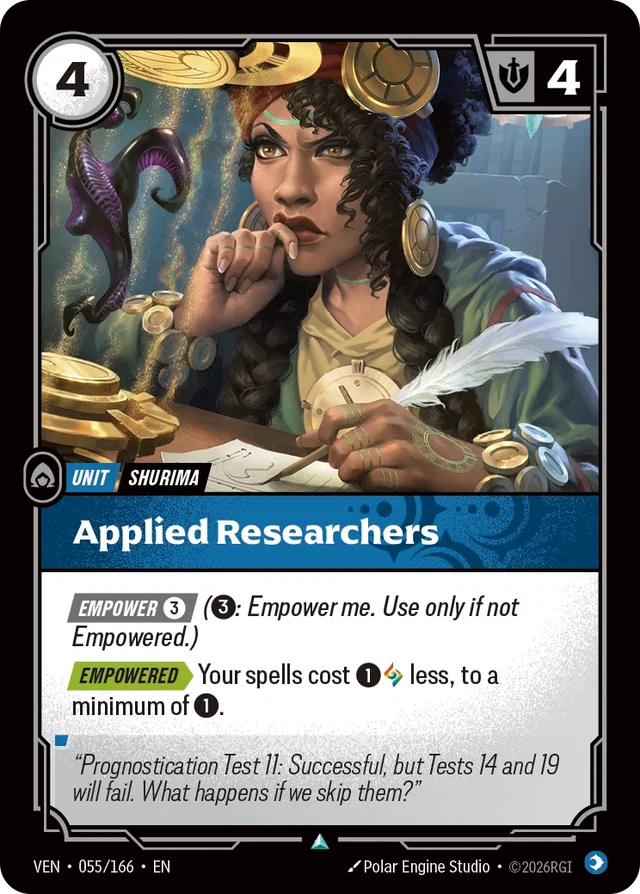 AikadoLoR's tweet photo. Answering one of THE most asked questions of Vendetta:

Yes, with empowered Researchers on board, shockblast is literally free.

"But it says min 1 on Researcher!!" You can apply that discount first, then shockblast's which doesn't have a min. https://t.co/UhxZxKg2nF