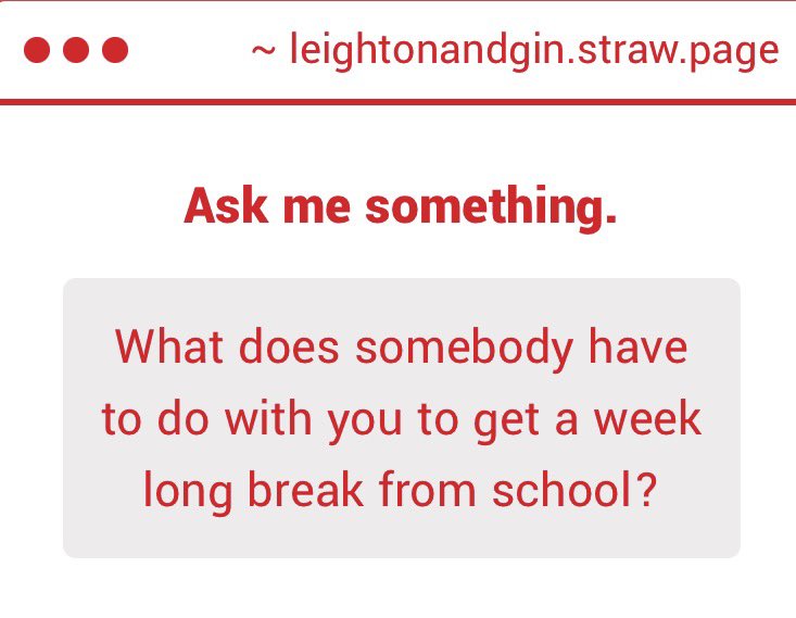 Leightonandgin's tweet photo. You wish it was possible, right? Too bad, i wish i could get week long breaks too, but neither of us can have that. https://t.co/jkbFlwuWBz