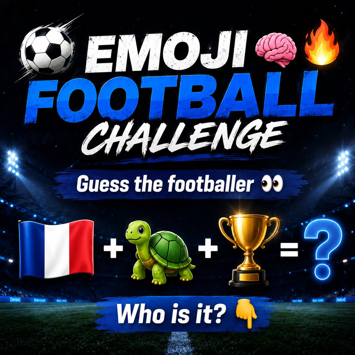 ZaydGamingFc's tweet photo. ⚽️ EMOJI FOOTBALL CHALLENGE 🧠🔥

Guess the footballer 👀

🇫🇷 + 🐢 + 🏆 = ❓

Who is it? 👇

#Football #FCMobile #FootballChallenge #ZaydGamingFC https://t.co/7EEtPbwzDl