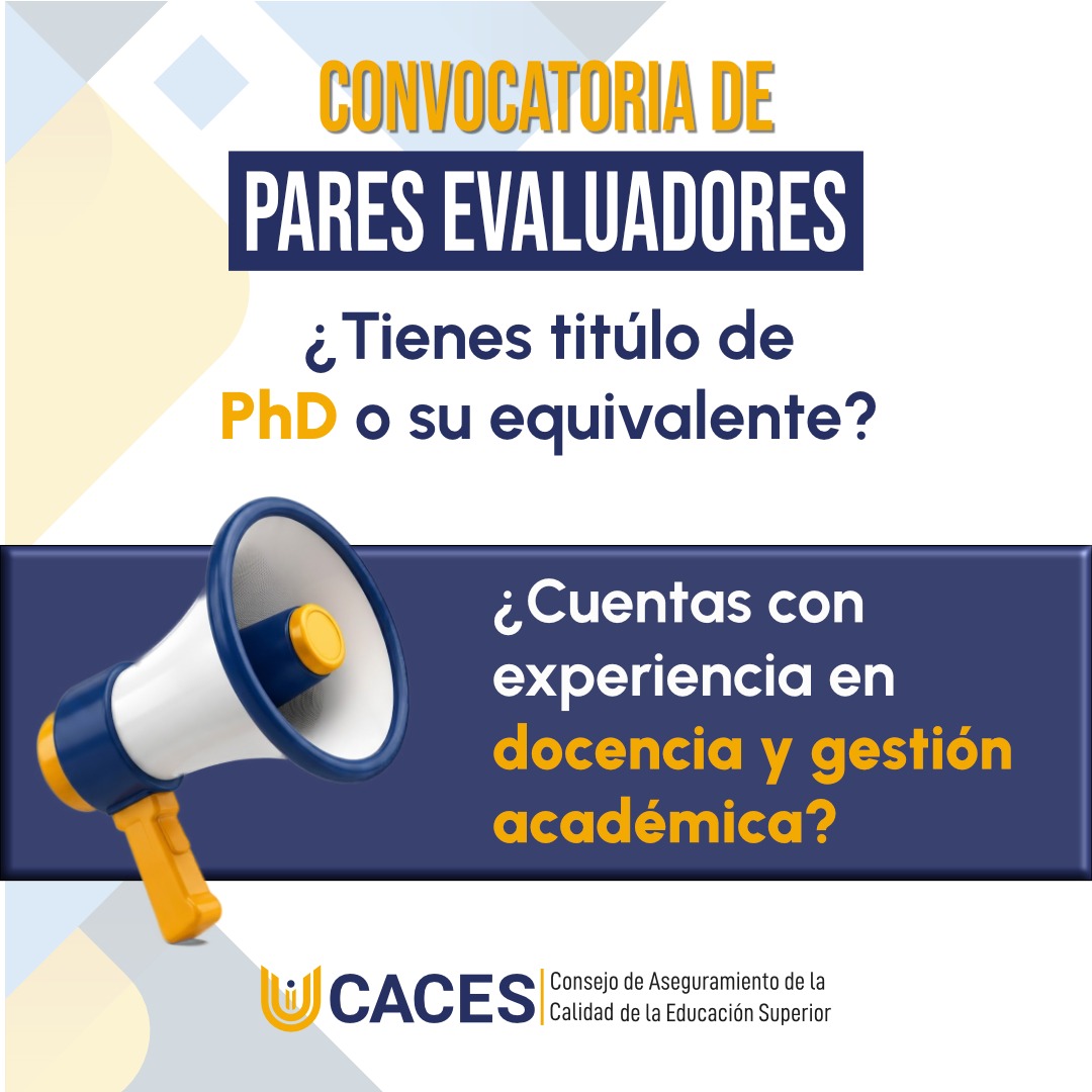 Caces_Ec's tweet photo. 📣El #CACES está en la búsqueda de los mejores perfiles para la selección de #ParesEvaluadores externos para el proceso de cualificación de universidades y escuelas politécnicas.

Postula aquí ⬇️ https://t.co/9CV3oDWllp https://t.co/4EAhZtgMYG