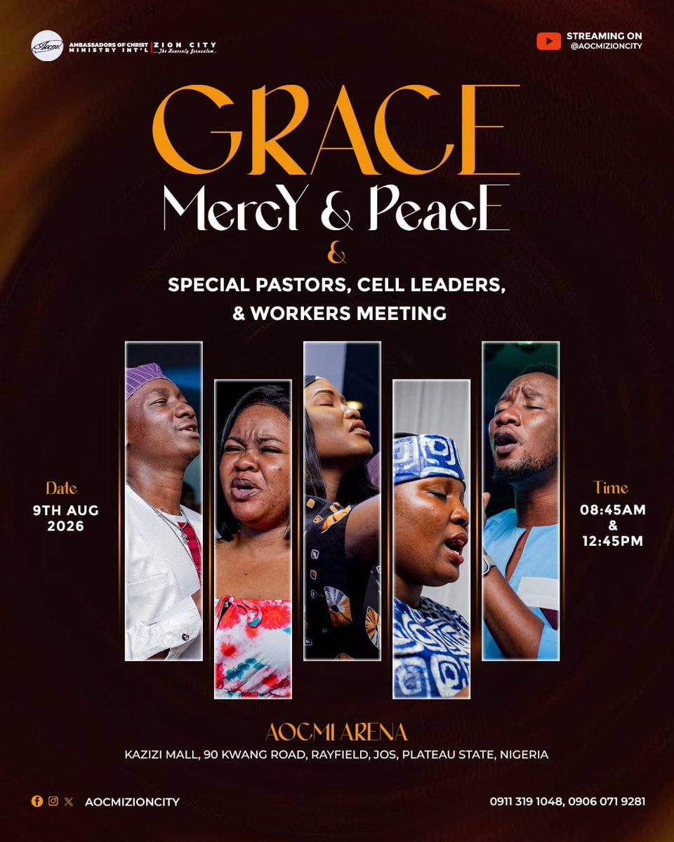 aocmizioncity's tweet photo. ARE YOU EXCITED? 🔥🙌

The atmosphere is set. Heaven is ready.
Now all that's missing is YOU!

Join us as we experience Grace, Mercy &amp; Peace in God's presence.

Tag someone you're coming with! 👇❤️

#GraceMercyAndPeace #AOCMZionCity #SundayService #EncounterGod https://t.co/96kUK0SwCF