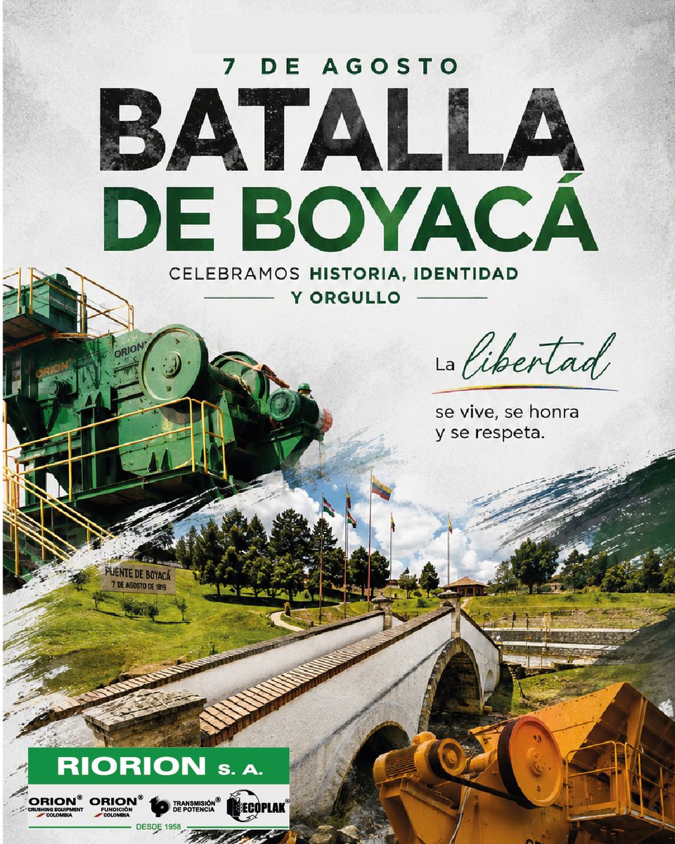 RIORION_SA's tweet photo. 🇨🇴 7 de agosto | Batalla de Boyacá 🇨🇴
En RIORION S.A. honramos nuestra historia, nuestra libertad y el orgullo de ser colombianos. 💚💛❤️

¡Orgullo que nos une, historia que nos inspira!.

#RIORIONSA #BatallaDeBoyacá #7DeAgosto #Colombia #OrgulloColombiano https://t.co/0tQdR44ETR