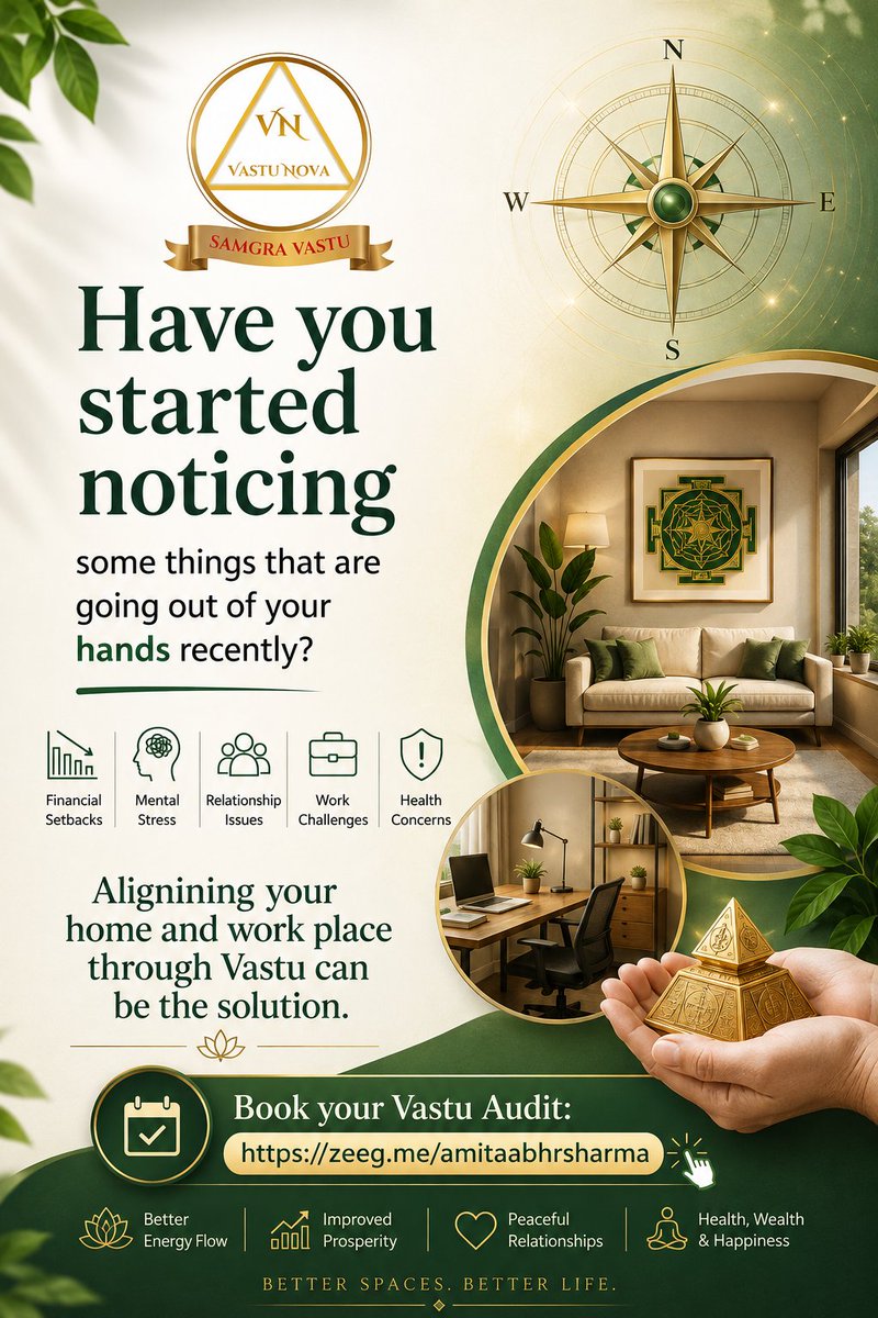 Vastunova_'s tweet photo. Have you started noticing things going out of your hands?
Your home or workplace may be affecting your growth more than you think.
A professional Vastu Audit can help identify hidden imbalances.

Book now: https://t.co/B3Zv0o8AFl⁠

#Vastu #VastuConsultant #BusinessGrowth https://t.co/o9zmNt2t9w