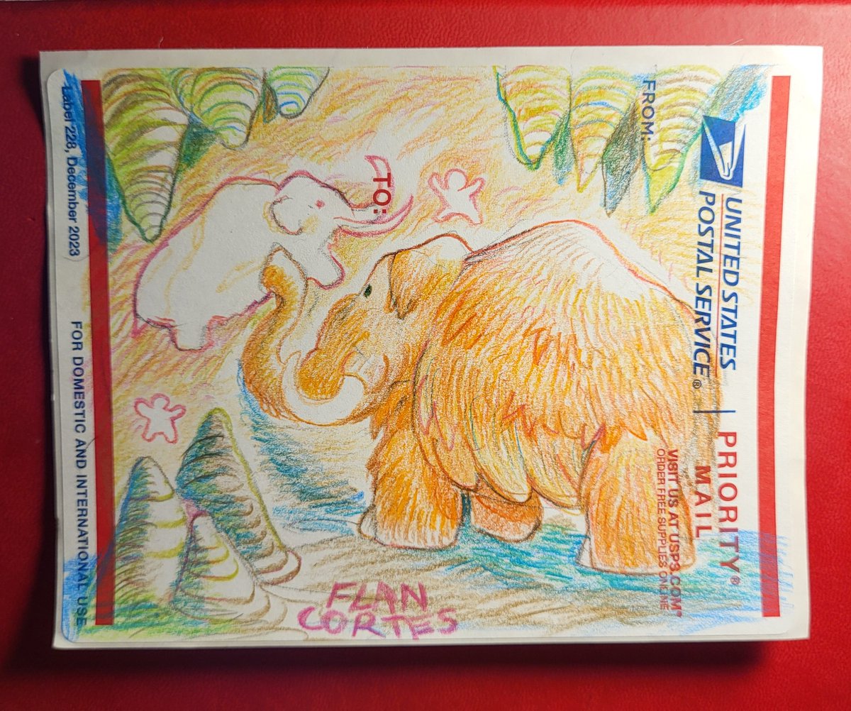FlanCortes's tweet photo. Reverie 🦣
(Color pencil on usps sticker) https://t.co/tfOBzYgAJ6