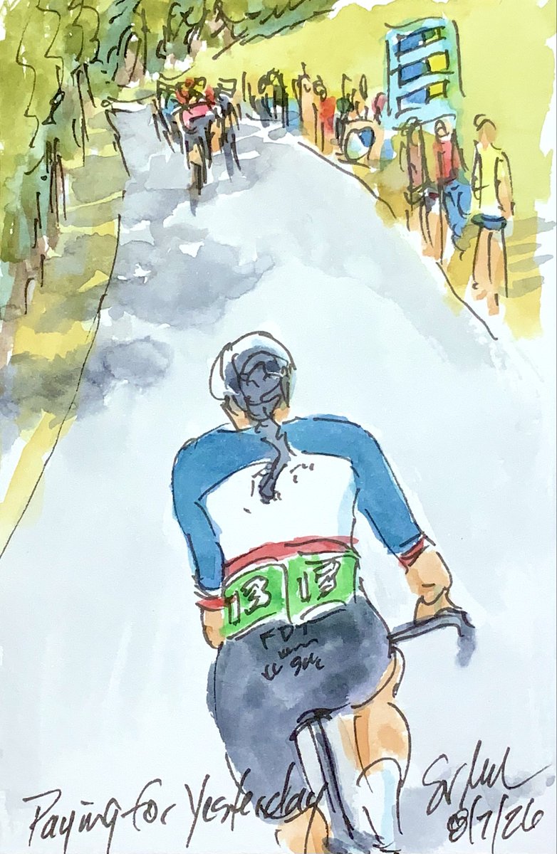 ArtofCycling's tweet photo. Bridget's favorite from the #QueenStage of the @LeTourFemmes "Paying for Yesterday" on #MontVentoux. See all of my #TdFF2026 #womenscycling #art #watercolors at https://t.co/4j6uLsXUV0 #cycling #cyclisme #ciclismo #wielrennen @mnt_ventoux @NBCSCycling @antmccrossan @spannawalker https://t.co/aghq4BTfT5