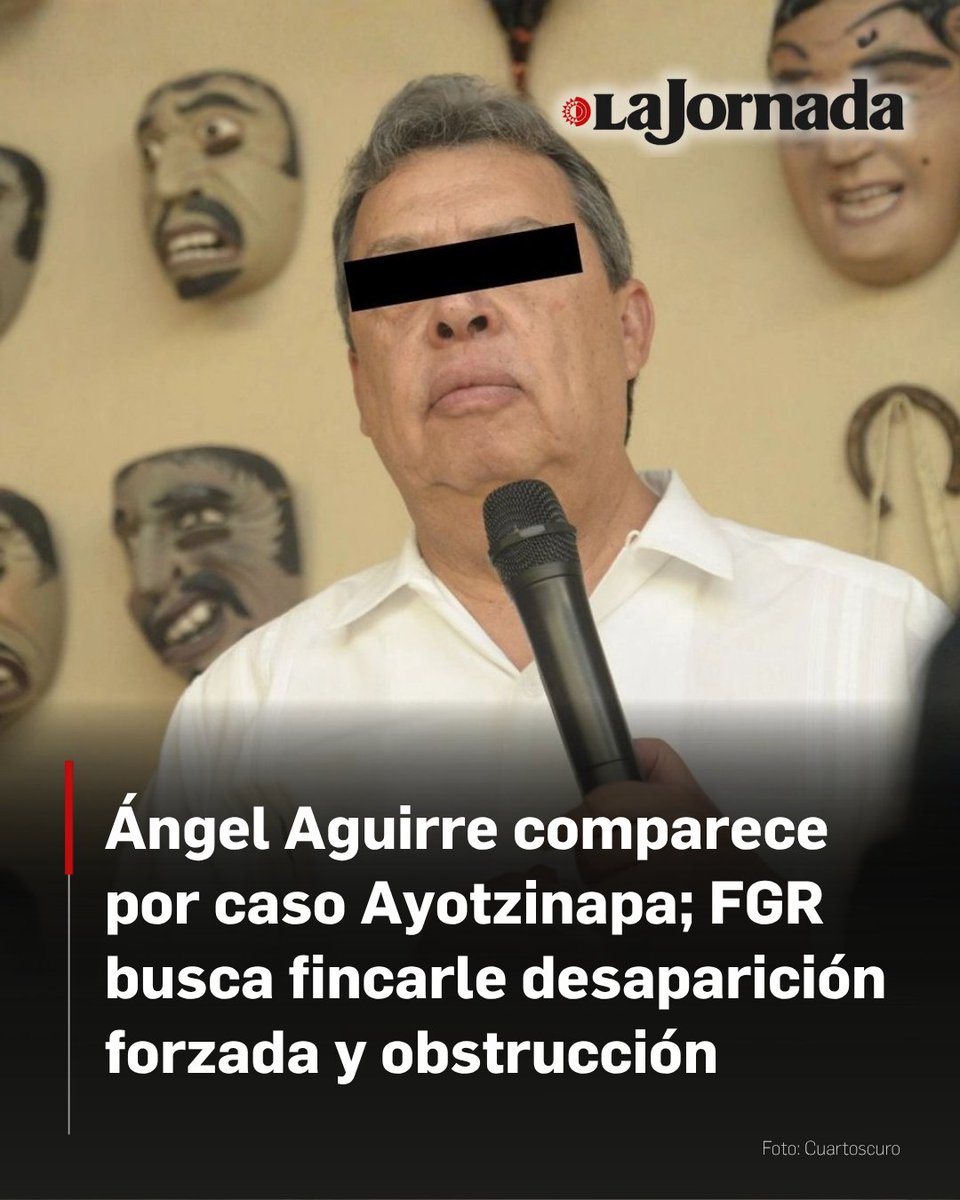 lajornadaonline's tweet photo. El ex gobernador de Guerrero, Ángel Aguirre Rivero, comparece ya ante el juzgado segundo de distrito en materia penal, con sede en el municipio de Almoloya de Juárez, Estado de México, donde se dio el arranque de la audiencia inicial en la que la Fiscalía General de la República (FGR) dará a conocer elementos de prueba que acreditarían su presunta responsabilidad en los delitos de obstrucción de la justicia y desaparición forzada de personas en hechos relacionados con la desaparición de los 43 normalistas de Ayotzinapa que ocurrió en septiembre de 2014.

Más información en: https://t.co/RuWCeDhNTj