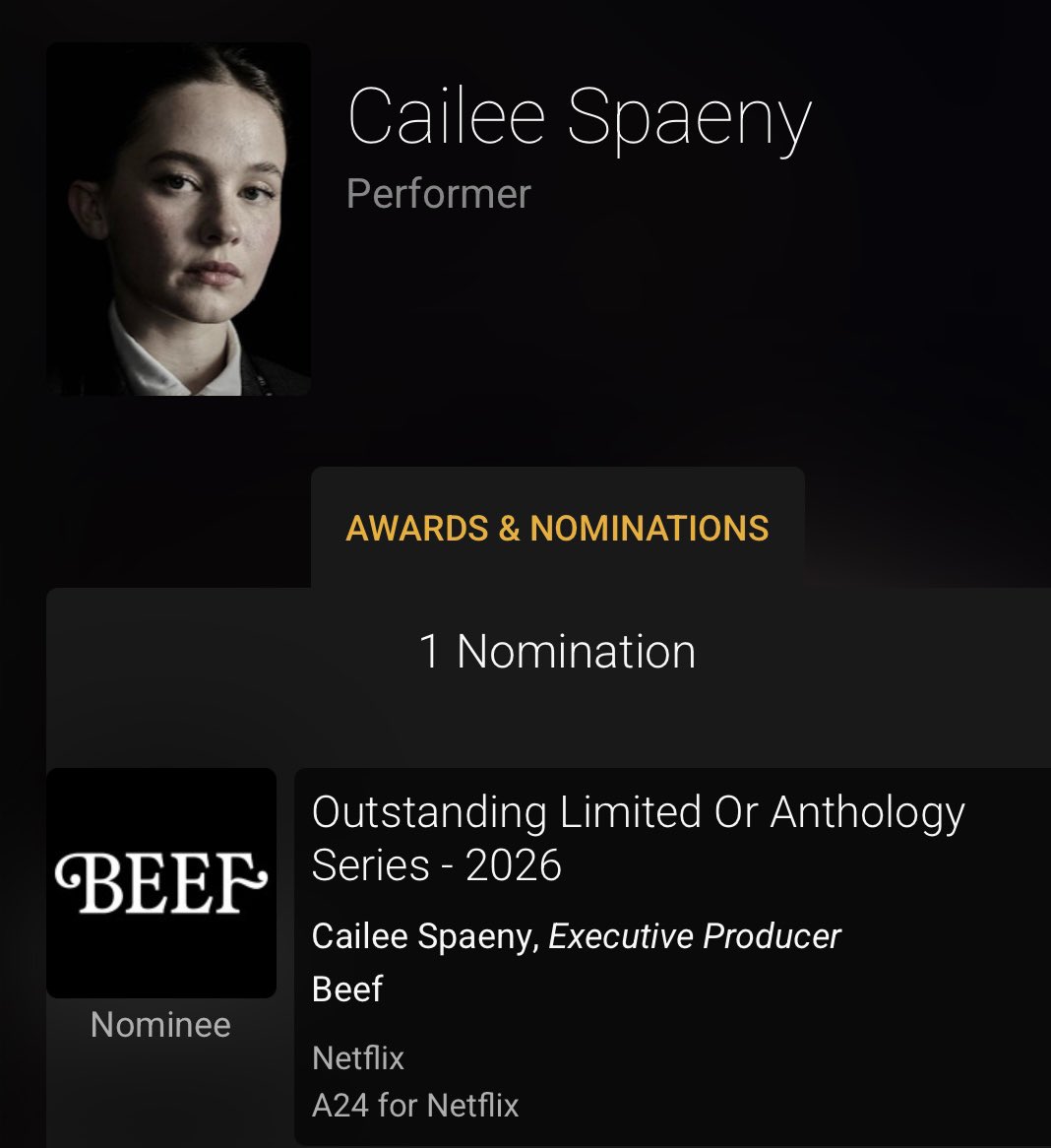 vhscut's tweet photo. #EmmyAwards: Após ser esnobada na categoria de atuação, Cailee Spaeny foi creditada como produtora executiva de ‘Beef’ e agora está indicada a Melhor Minissérie.

A série é a grande favorita para levar o prêmio. https://t.co/SoWUzjZXfT